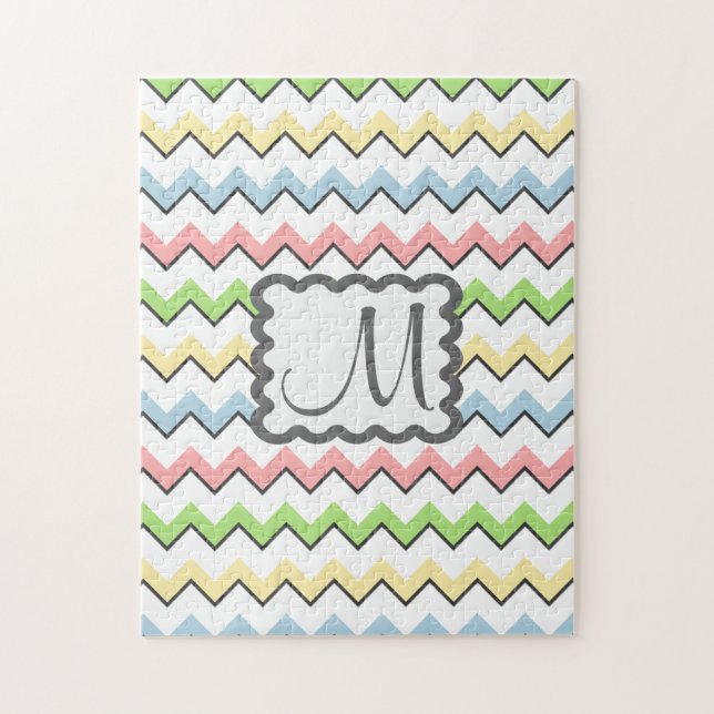 Pastel Chevron med Monogram av Shirley Taylor Pussel (Vertikal)