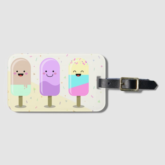 Pastel Chibi Ice Lollies Cute Personlig Bagagebricka (Framsida horisontal)