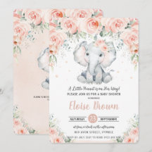 Pastel Chic  Blommigt Elephant Baby Shower