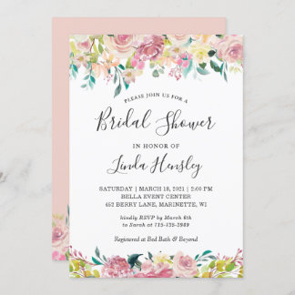 Pastel Chic  Blommigt Vår Möhippa Inbjudningar