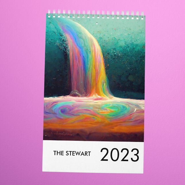 Pastel-Chic för Family Namn Rainbow Minimalist 202 Kalender (Skapare uppladdad)