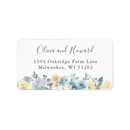 Pastel Chic Vanilla Blue Blommigt Elegant Adress Adressetikett