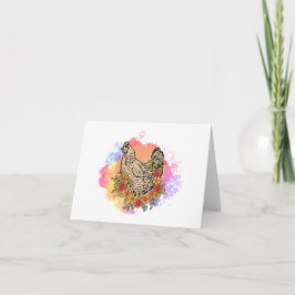 Pastel Chicken med Flowers Design BLANK Kort