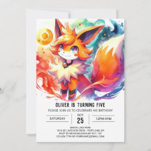 Pastel Children Fox Birthday Inbjudningar
