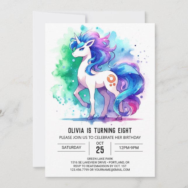 Pastel Children Horse Birthday Inbjudningar (Framsida)