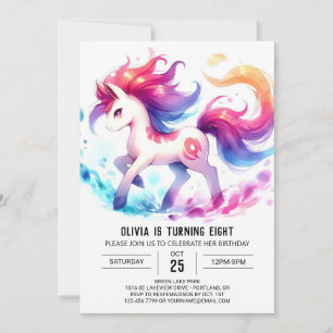Pastel Children Horse Birthday Inbjudningar