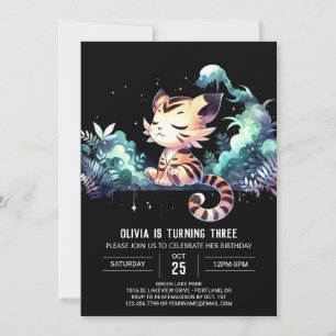 Pastel Children Tiger Birthday Inbjudningar
