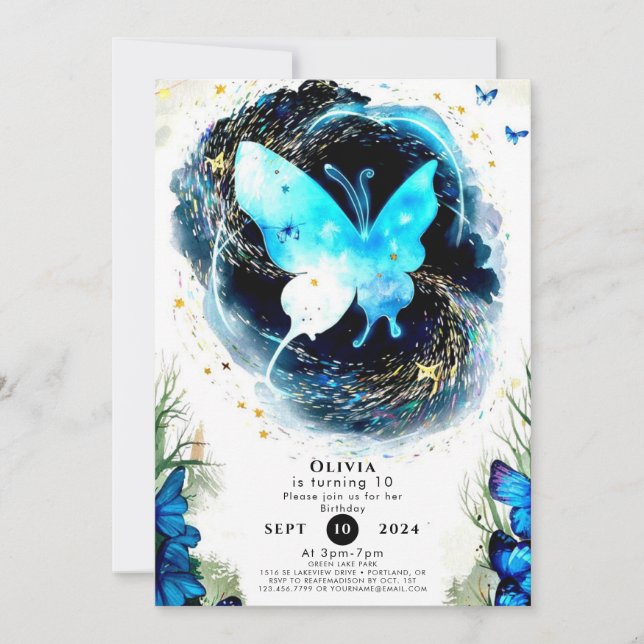 Pastel Children's Butterfly Birthday Inbjudningar (Framsida)