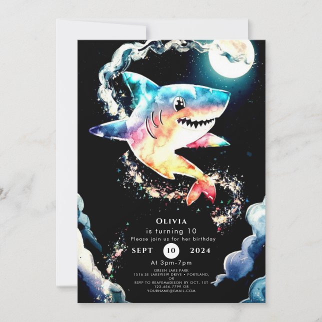 Pastel Children's Underwater Shark Birthday Inbjudningar (Framsida)