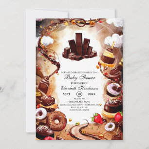 Pastel Chocolate Baby Shower Inbjudningar