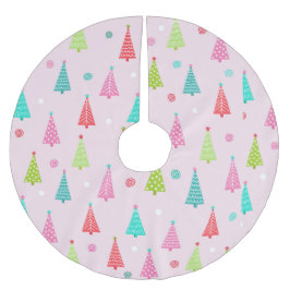 Pastel Christmas Tree Skirt Julgransmatta Borstad Polyester