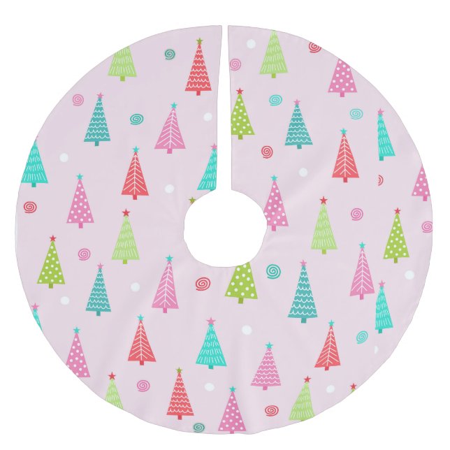 Pastel Christmas Tree Skirt Julgransmatta Borstad Polyester (Framsidan)
