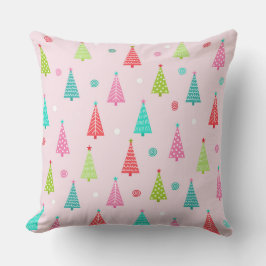 Pastel Christmas Tree Throw Pillow  Kudde