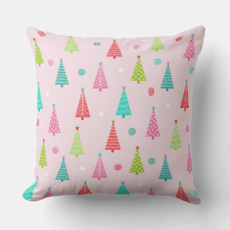 Pastel Christmas Tree Throw Pillow  Kudde