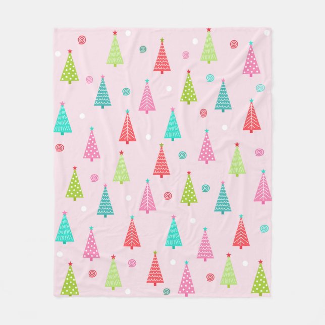 Pastel Christmas Trees Fleece Blanket (Framsidan)