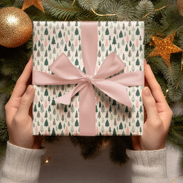 Pastel Christmas Trees Wrapping Paper Presentpapper
