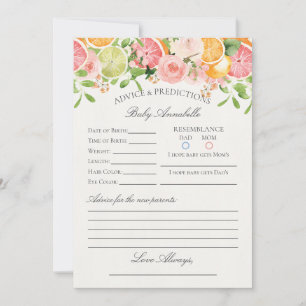 Pastel Citrus Blommigt Cutie Advice for Baby Card Inbjudningar