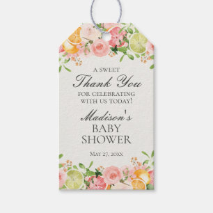 Pastel Citrus Blommigt Cutie Baby Shower Favor Presentetikett