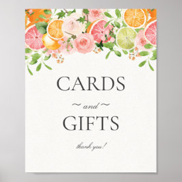 Pastel Citrus Blommigt Cutie Cards and Gifts Sign Poster