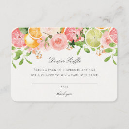 Pastel Citrus Blommigt Cutie Diaper Raffle Insert Tilläggskort