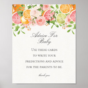 Pastel Citrus Blommigt Little Cutie Advice for Bab Poster
