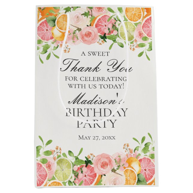 Pastel Citrus Blommigt Little Cutie Birthday Favor (Framsidan)