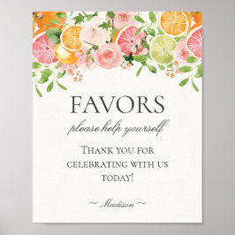 Pastel Citrus Blommigt Little Cutie Favors Sign Poster