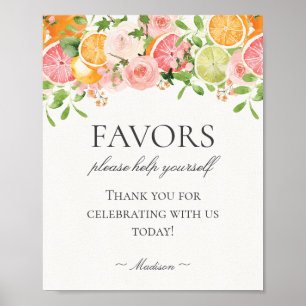 Pastel Citrus Blommigt Little Cutie Favors Sign Poster