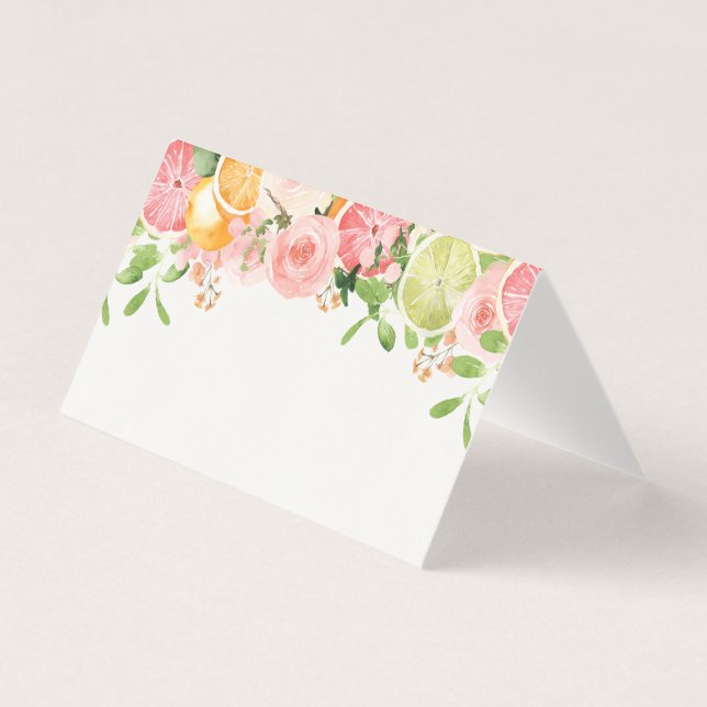 Pastel Citrus Blommigt Little Cutie Place Card Kort (Framsida)