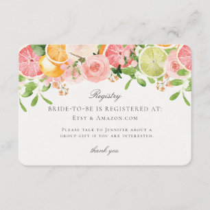 Pastel Citrus Blommigt Möhippa Registry Infoga Tilläggskort