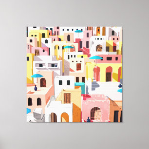 Pastel Cityscape Canvastryck
