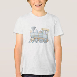Pastel Classic Steam Train Engine Illustration T Shirt