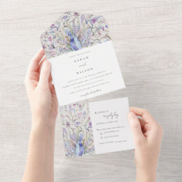 Pastel Classy Ornate Watercolor Peacock Bröllop