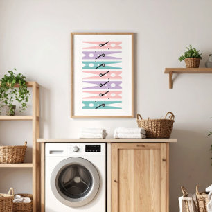Pastel Clothes Stift Tvätt Room Art Poster