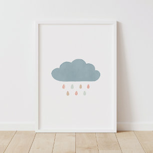 Pastel Cloud Girl Nursery Decor Poster