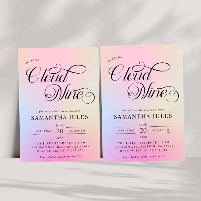 Pastel Cloud Nine Baby Shower för modern vattenfär Inbjudningar (Skapare uppladdad)