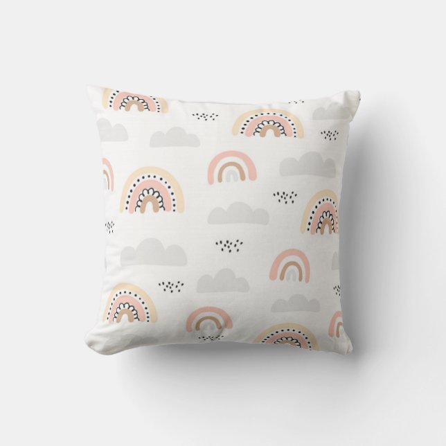 Pastel Clouds & Boho Rainbows Cushion Kudde (Framsida)