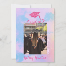 Pastel Clouds Studenten Era Älskare Rosa Glitter Meddelande