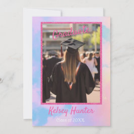 Pastel Clouds Studenten Era Älskare Rosa Glitter Meddelande