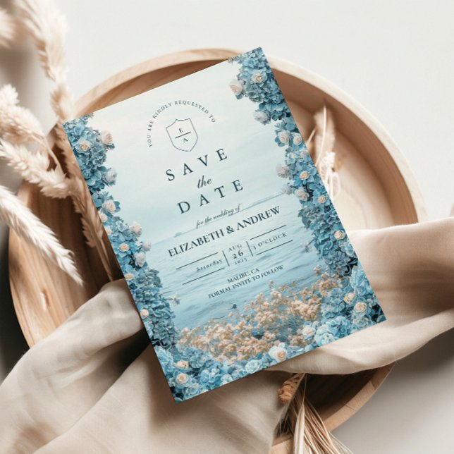 Pastel Coastal Blue Florals Wedding Spara Datumet (Skapare uppladdad)