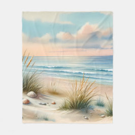 Pastel Coastal Dunes Watercolor Fleecefilt