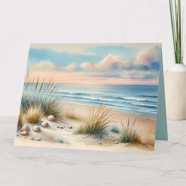 Pastel Coastal Dunes Watercolor Kort (Framsida)