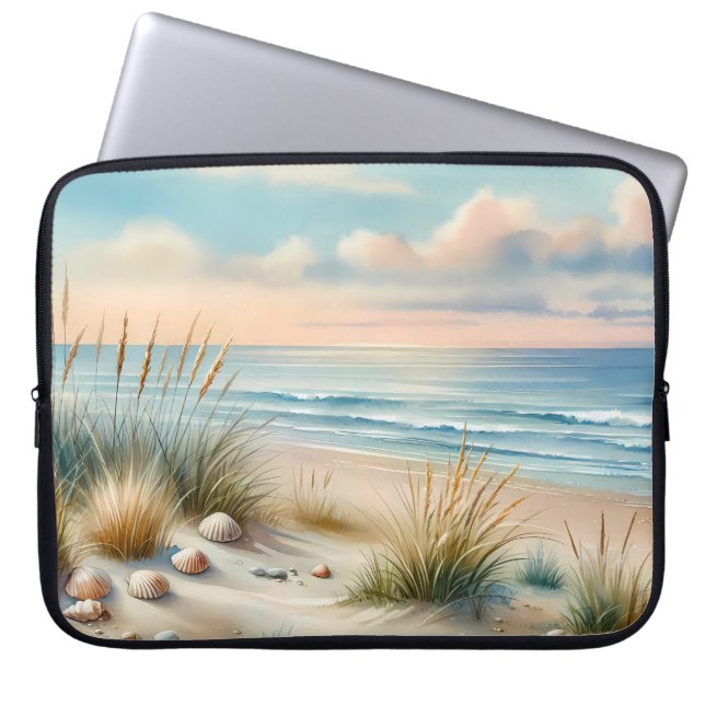 Pastel Coastal Dunes Watercolor Laptop Fodral (Framsidan)