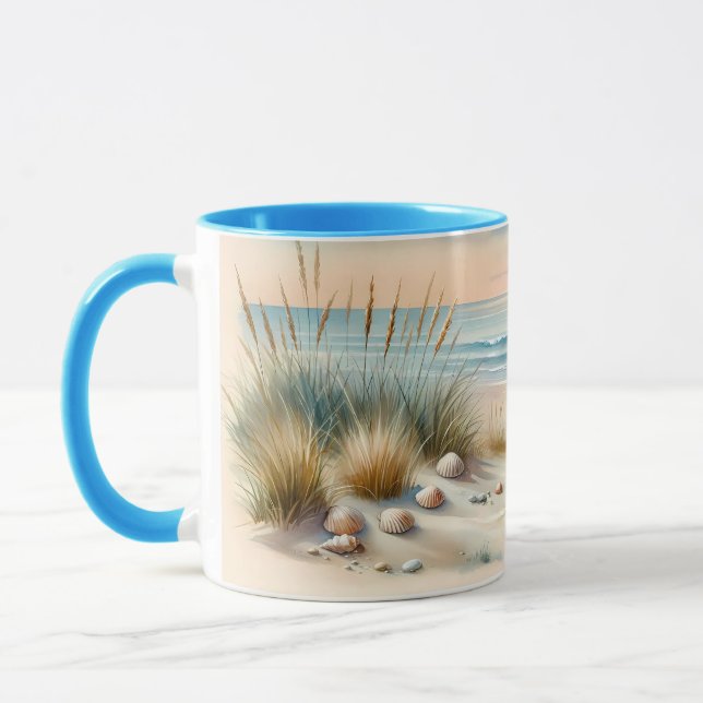 Pastel Coastal Dunes Watercolor Mugg (Vänster)