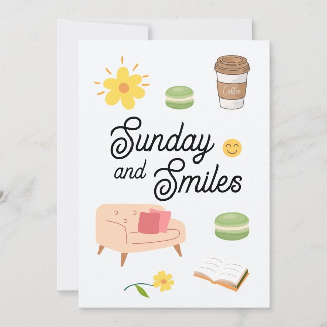 Pastel Coffee Date Card | Chill Sunday Vibes Inbjudningar (Framsida)
