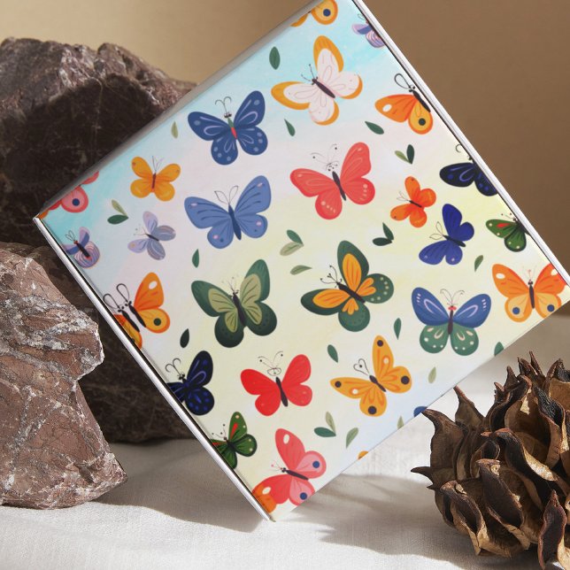Pastel Colorful Butterfly Watercolor Background Presentpapper (Skapare uppladdad)