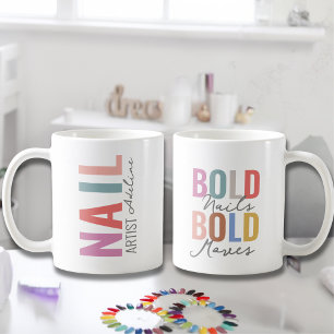 Pastel Colorful Nail Artist Namn Motivation Citat Kaffemugg