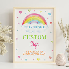 Pastel Colorful Rainbow 1st Birthday Anpassningsba Poster