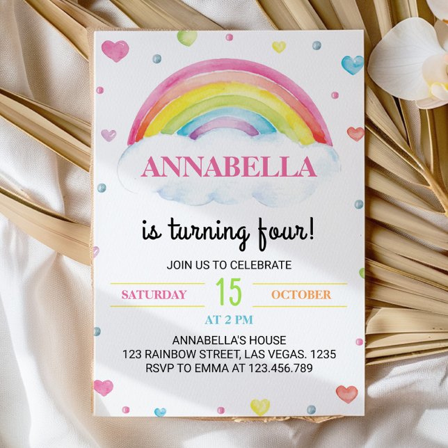 Pastel Colorful Rainbow Birthday-inbjudan Inbjudningar (Skapare uppladdad)