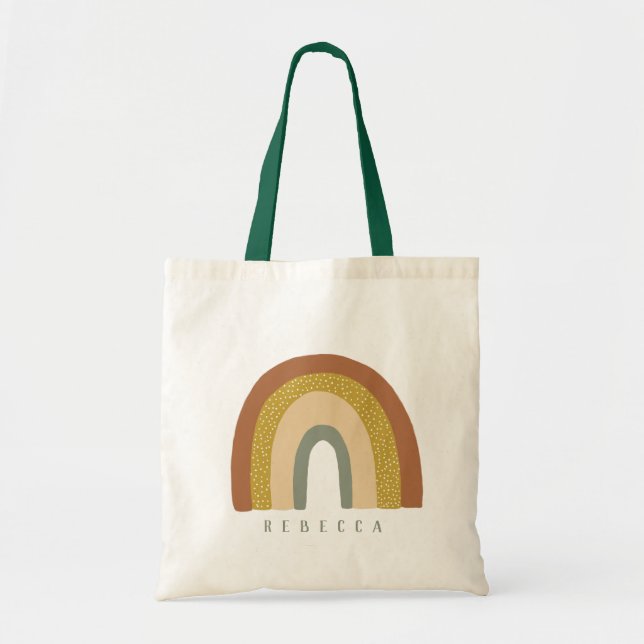 Pastel Colorful Rainbow Customized Tote Bag Tygkasse (Framsidan)